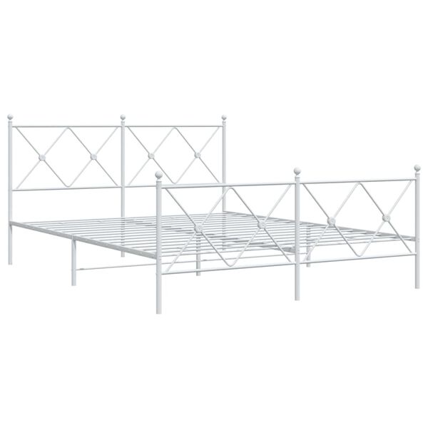vidaXL Metal Bed Frame without Mattress with Footboard White 160x200cm