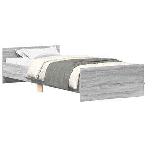 vidaXL Bed Frame without Mattress Grey Sonoma 75x190 cm Small Single Engineered Wood