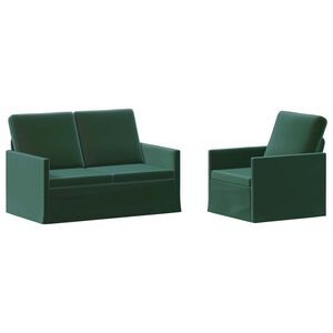 vidaXL Sofa Set 2 pcs Dark Green Velvet