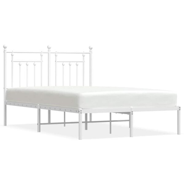 vidaXL Metal Bed Frame without Mattress with Headboard White 120x190cm