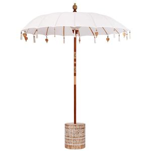 vidaXL Balinese Parasol with Base Cream 185 x 185 x 260 cm