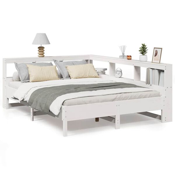 vidaXL Bookcase Bed without Mattress White 160x200 cm Solid Wood Pine