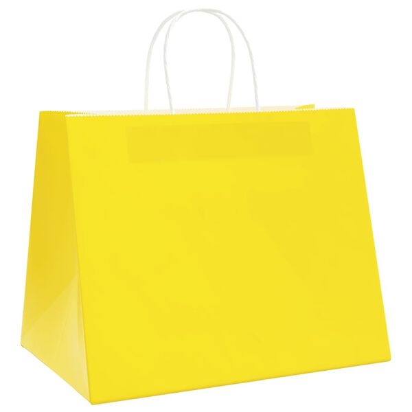vidaXL Paper Bags 250 pcs with Handles Yellow 32x22x24 cm