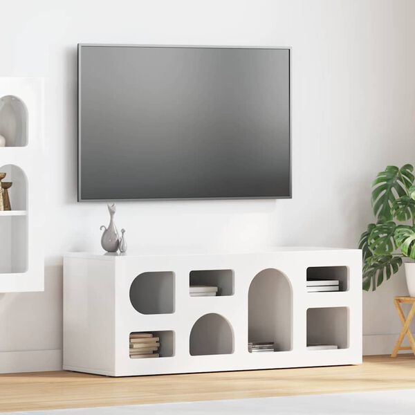 vidaXL TV Cabinet High Gloss White 100 x 35 x 40 cm Engineered Wood