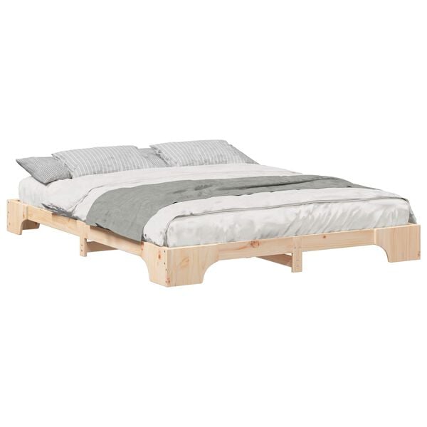 vidaXL Bed Frame Brown 160 x 210 cm Solid Pine Wood