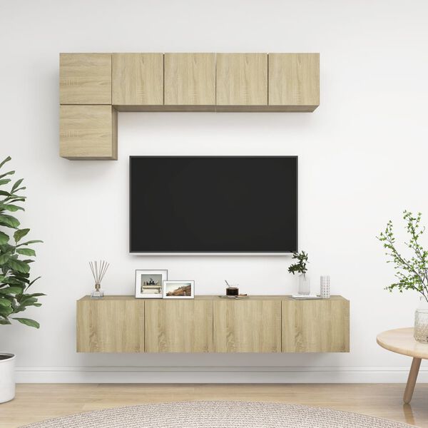 vidaXL 5 Piece TV Cabinet Set Sonoma Oak Engineered Wood