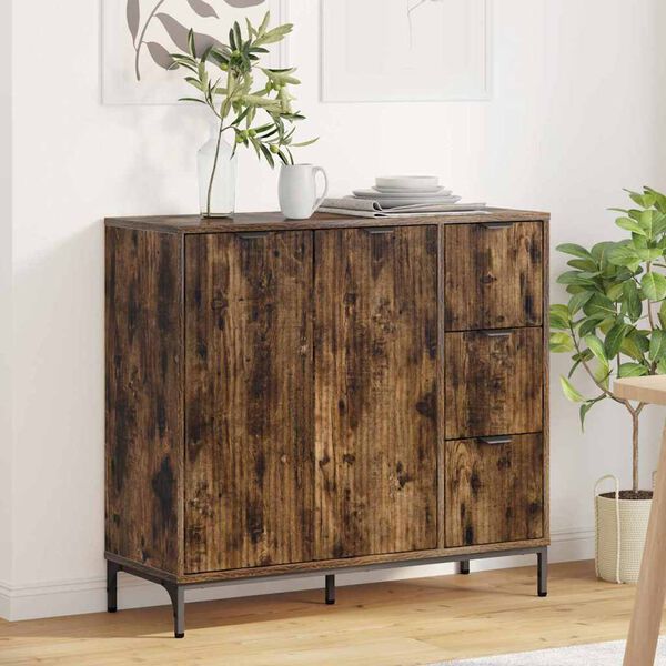 vidaXL Sideboard Smoked Oak 89.5 x 33 x 82 cm Engineered Wood