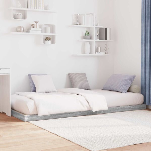 vidaXL Floor Bed Frame Grey Sonoma 76.5 x 200 cm Engineered Wood