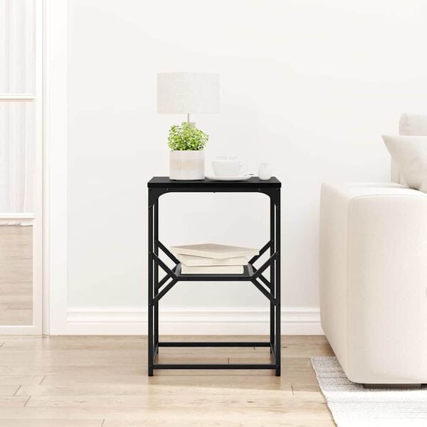 vidaXL Side Table Black Oak 41 x 40 x 60 cm Engineered Wood and Steel