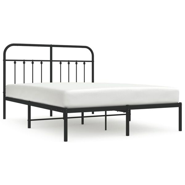 vidaXL Metal Bed Frame without Mattress with Headboard Black 140x190cm