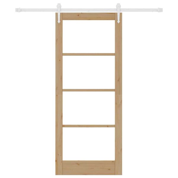 vidaXL Sliding Door Natural 83 x 202 cm Solid Pine Wood and Glass