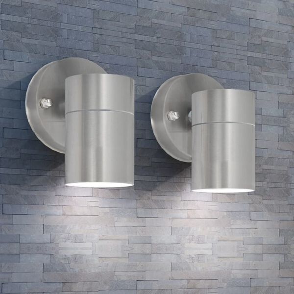 vidaXL Outdoor Wall Lights 2 pcs Stainless Steel Downwards