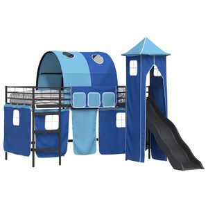 vidaXL Kids'Loft Bed Frame Black and Blue 99.5 x 200 cm Metal