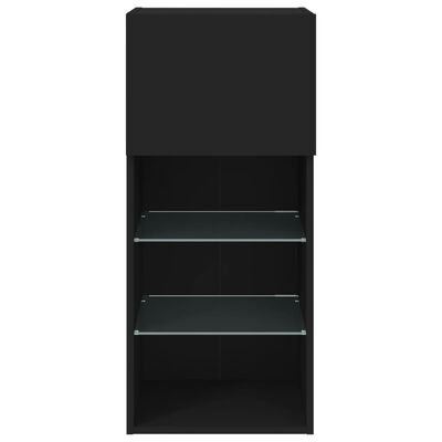 vidaXL TV Cabinets with LED Lights 2 pcs Black 40.5x30x90 cm