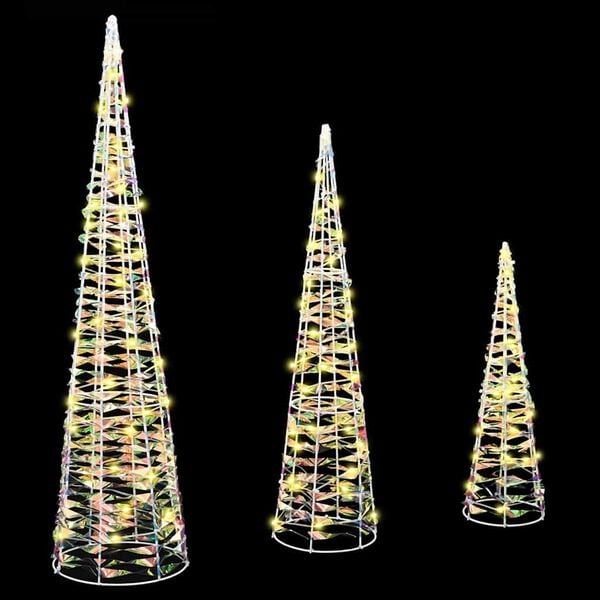 vidaXL Christmas Tree 3 pcs Warm white 20 x 20 x 80 cm PET