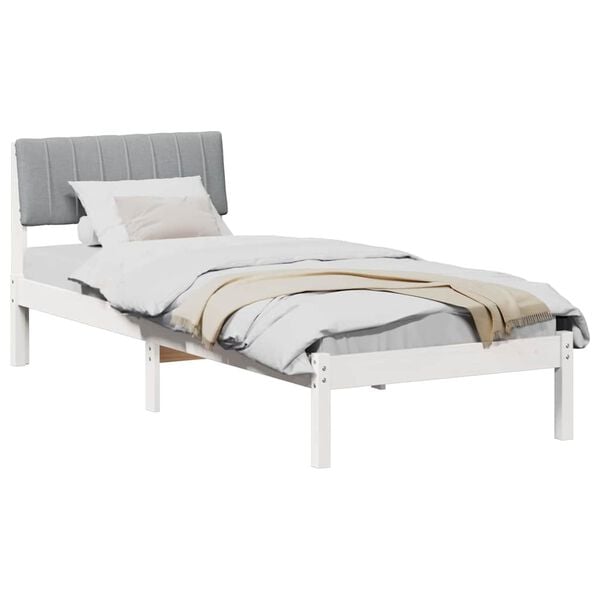 vidaXL Bed frame White and light grey 80 x 200 cm Solid pine wood