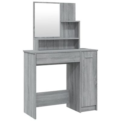 vidaXL Dressing Table with Mirror Grey Sonoma 86.5x35x136 cm