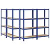 vidaXL 4-Layer Storage Shelves 4 pcs Blue Steel&Engineered Wood