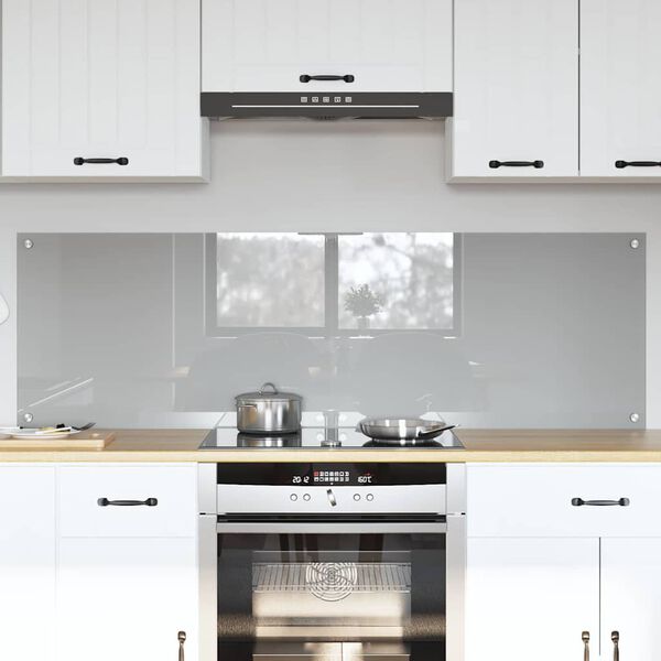 vidaXL Kitchen Backsplash 2 pcs Light Grey 80 x 50 cm Tempered Glass