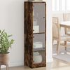 vidaXL Highboard with Glass Doors Smoked Oak 35x37x142 cm