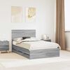 vidaXL Bed Frame with Drawer Grey Sonoma 120 x 190 cm Engineer Wood