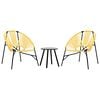 vidaXL Garden Chair Set 3 pcs Black and Yellow Poly Rattan