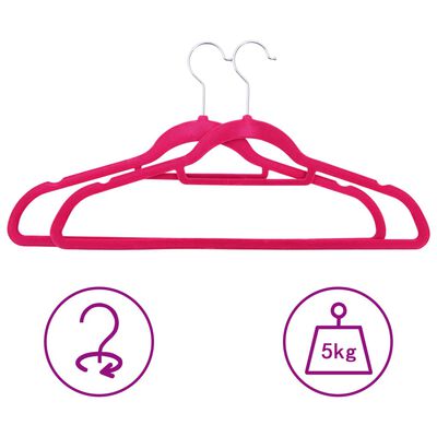 vidaXL 100 pcs Clothes Hanger Set Anti-slip Pink Velvet