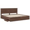vidaXL Bed Frame with Drawer Brown Oak 200 x 200 cm Engineer Wood