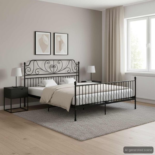 vidaXL Bed Frame without Mattress Black Metal 200x200 cm