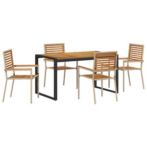 vidaXL Garden Dining Set 5 pcs Beige and Brown Poly Rattan