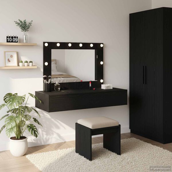 vidaXL Dressing Table Black 100 x 40 x 70 cm Engineered Wood