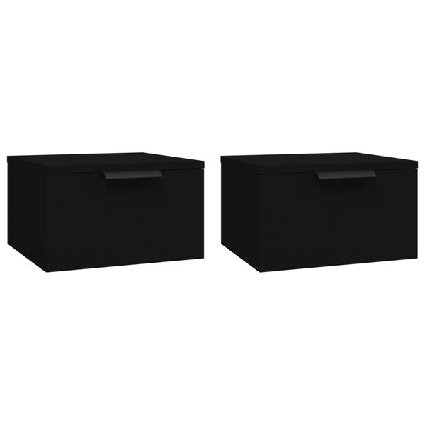 vidaXL Wall-mounted Bedside Cabinets 2 pcs Black 34x30x20 cm