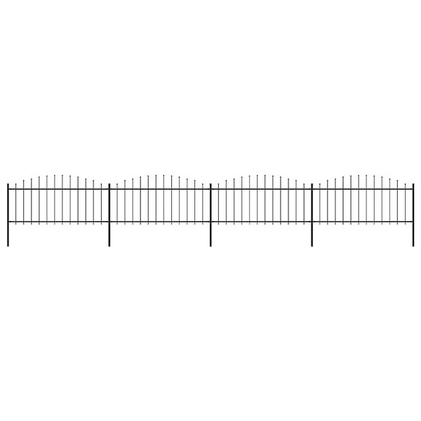 vidaXL Garden Fence with Spear Top Steel 714.5x75 cm Black
