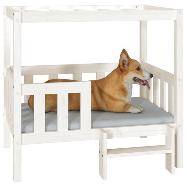 vidaXL Dog Bed White 95.5x73.5x90 cm Solid Wood Pine