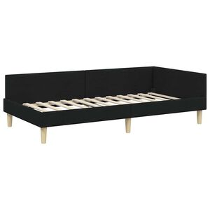 vidaXL Corner Bed Frame with Headboard Black 90 x 200 cm Fabric