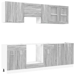 vidaXL Kitchen Unit Lyon 8 pcs Grey Sonoma Engineered Wood