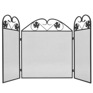 vidaXL 3-panel Fireplace Screen Iron Black