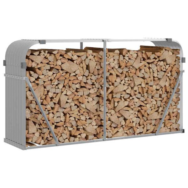 vidaXL Log Holder Light Grey 180x45x100 cm Galvanised Steel