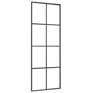 vidaXL Sliding Door Aluminium and ESG Glass 76x205 cm Black