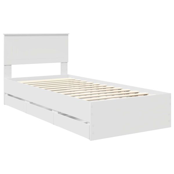 vidaXL Bed Frame with Drawer White 90 x 200 cm Engineer Wood