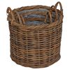 vidaXL Planter Basket with Storage 3 pcs Brown Kubu Rattan