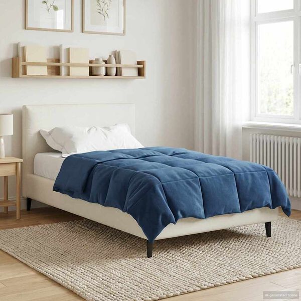 vidaXL Full Year Duvet Quilted Dark Blue 135 x 200 cm Microfiber