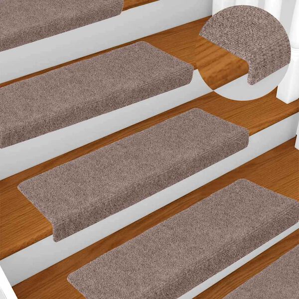 vidaXL Stair Mats Self-adhesive 15 pcs 65x21x4 cm Light Brown Rectangular Edge