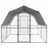 vidaXL Chicken Cage with Roof and Door Silver Galvanised Steel