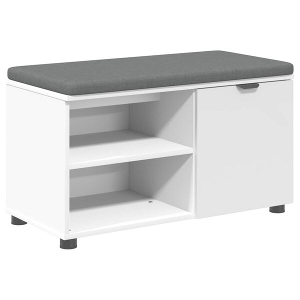 vidaXL Hall Bench White 80 x 38 x 46 cm Engineered Wood and Fabric