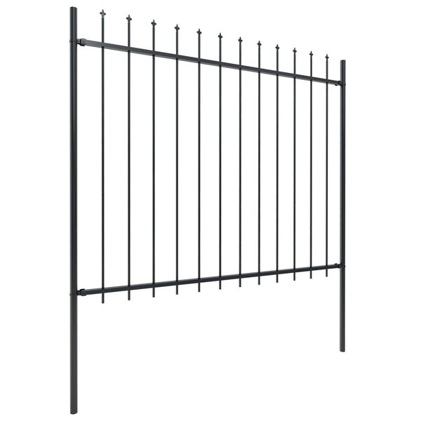 vidaXL Garden Fence with Spear Top Steel 1426x150 cm Black