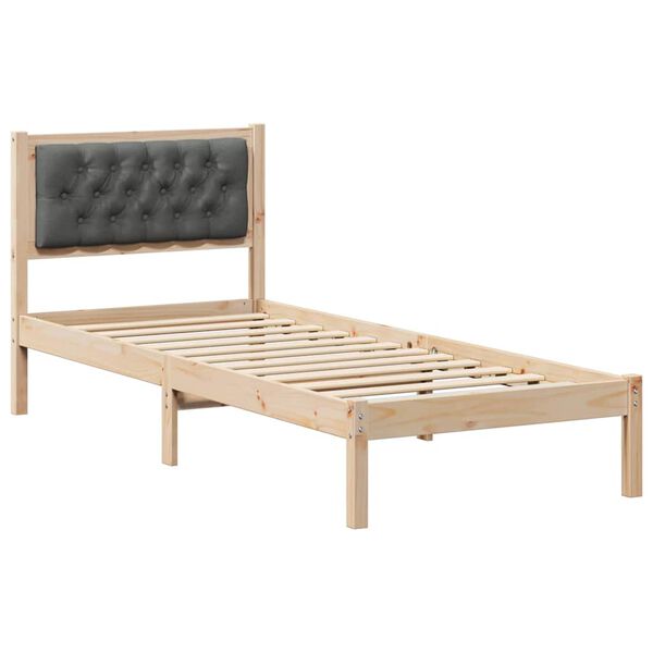 vidaXL Bed Frame with Headboard Dark Grey 75 x 190 cm Solid Pine Wood