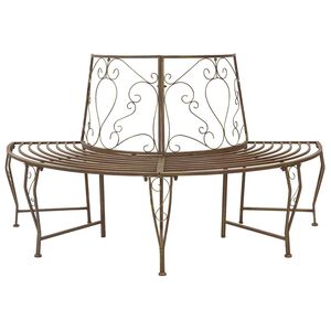 vidaXL Tree Bench 4-Seater 160 x 80 x 89 cm Steel Antique Brown