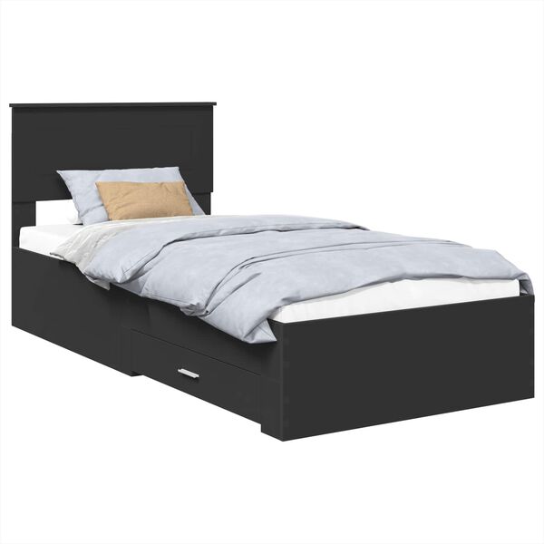 vidaXL Bed Frame Black and Silver 100 x 200 cm Engineered Wood