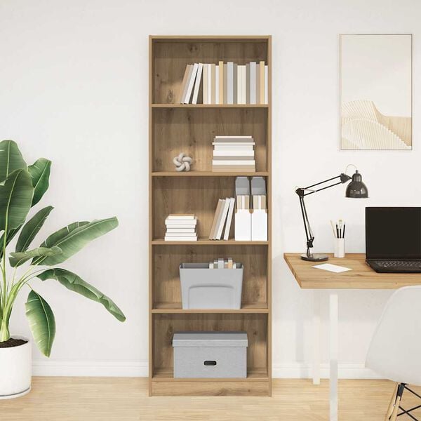 vidaXL Bookcase Artisian Oak 60x24x176 cm Engineered Wood